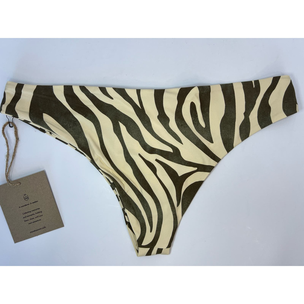 NWT Stone Fox Swim Roca Bikini Bottom, Distressed, Earth Zebra Print, size Large - Picture 4 of 15